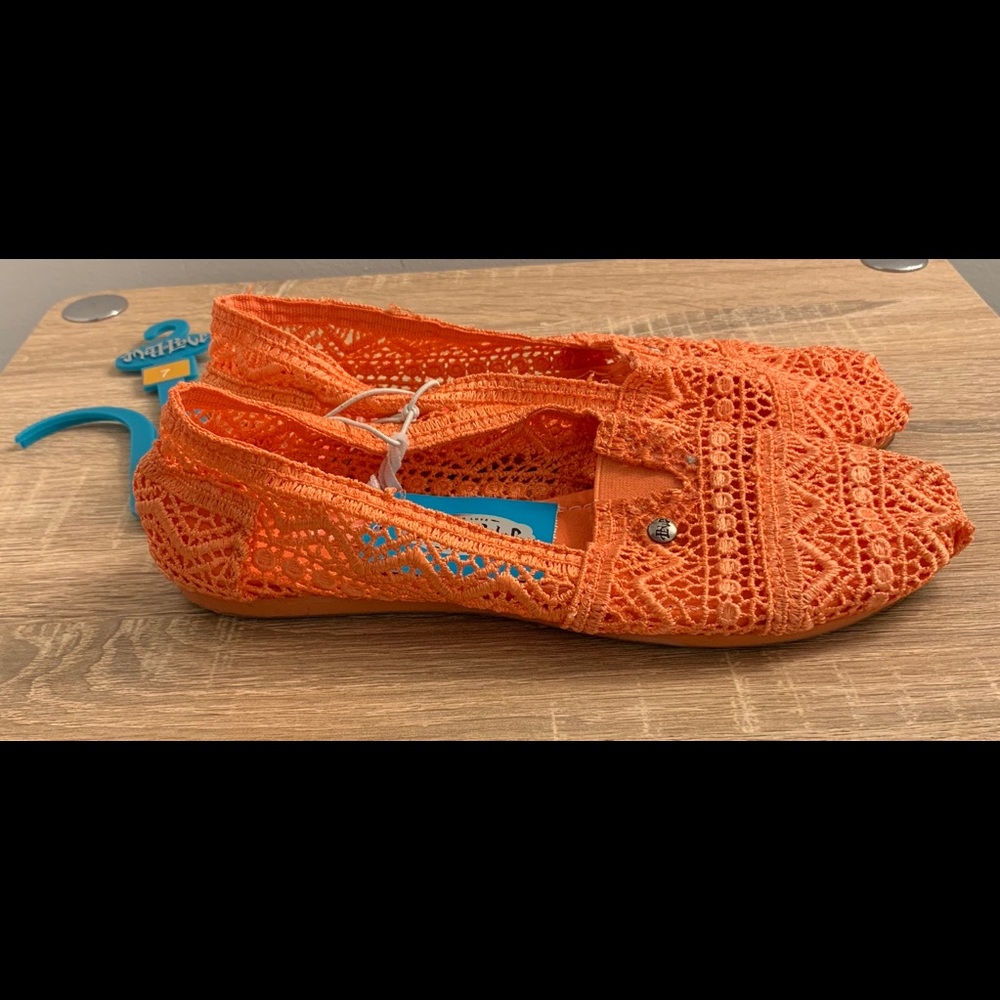 Orange Lace Flats